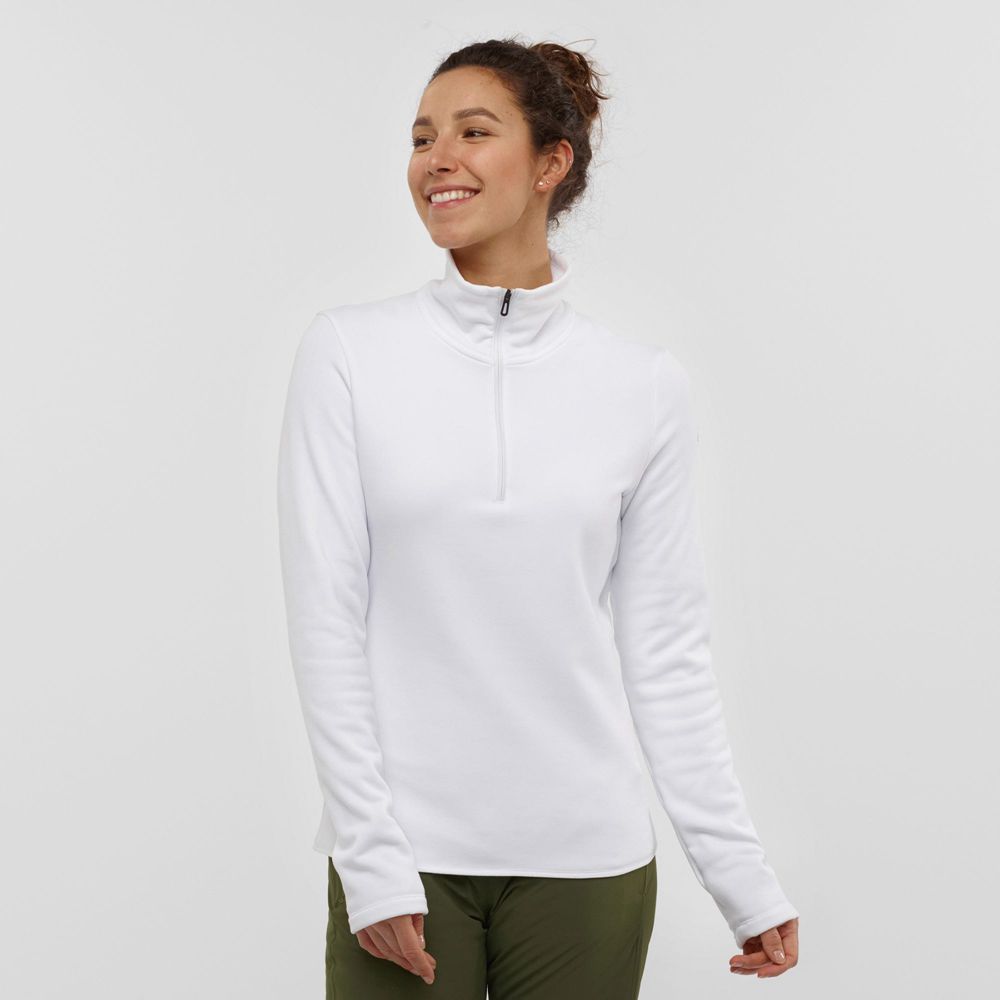 Salomon Israel WARM AMBITION HALF ZIP W - Womens Midlayers - White (PQYT-67398)